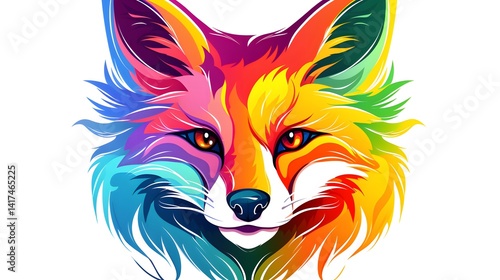 Colorful gradient angry fox illustration for digital design projects