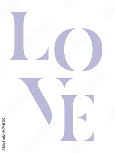 LOVE in lilafarbenen Buchstaben