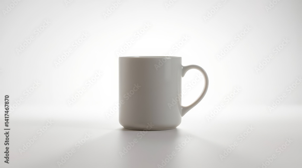 Fototapeta premium Minimalist White Ceramic Mug on Clean Background – Product Mockup