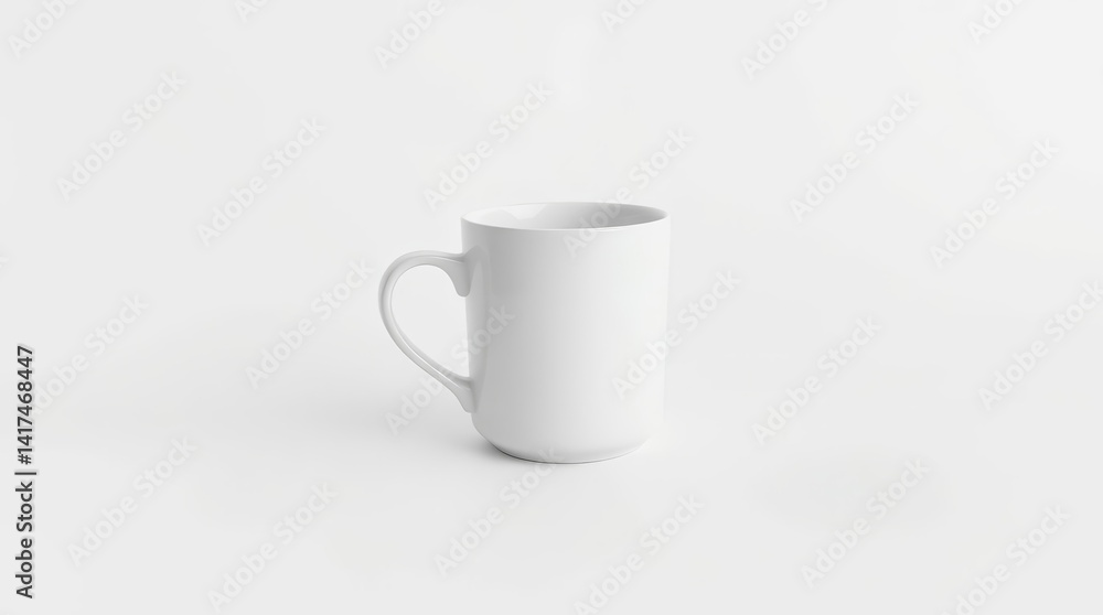 Fototapeta premium Minimalist White Ceramic Mug on Clean Background – Product Mockup