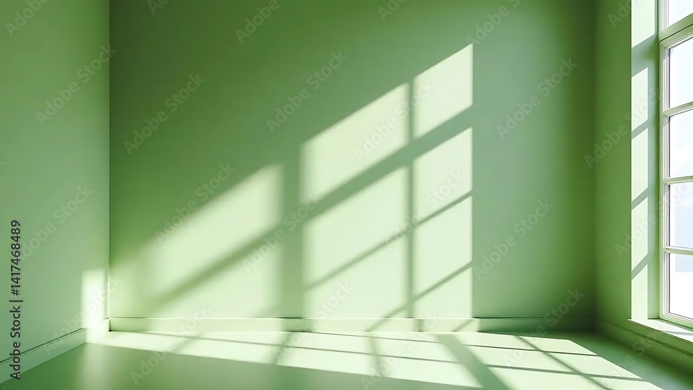 Sunlight Shadows on Green Walls: Interior Room Design Sunlight Shadows on Green Walls: Interior Room Design