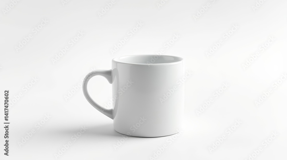 Fototapeta premium Minimalist White Ceramic Mug on Clean Background – Product Mockup