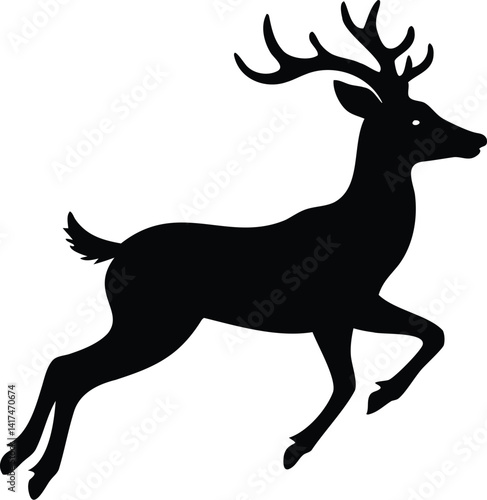 Wallpaper Mural Profile Silhouette of Leaping Deer with Antlers - Vector Design for Wildlife, Nature, and Christmas Themes Torontodigital.ca
