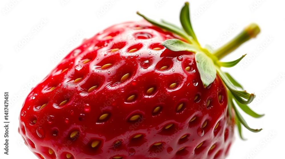 Perfect Ripe Strawberry on White Background – Hyperreal Close-Up Perfect Ripe Strawberry on White Background – Hyperreal Close-Up
