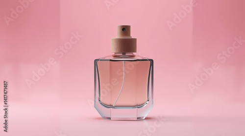 Minimalist Glass Bottle with Cork on Soft Pink Background