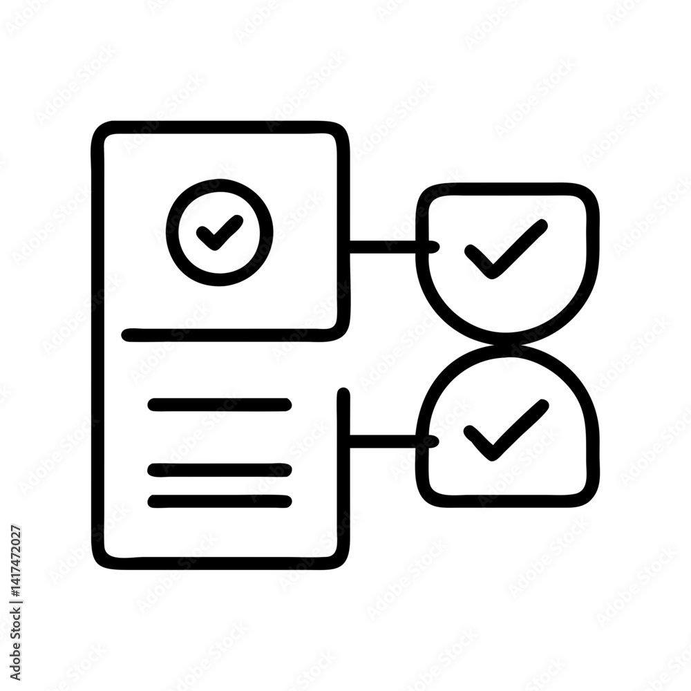 Fototapeta premium Check list process flow chart diagram icon vector illustration for project management task