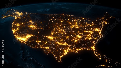 USA Night Lights Map. (2)