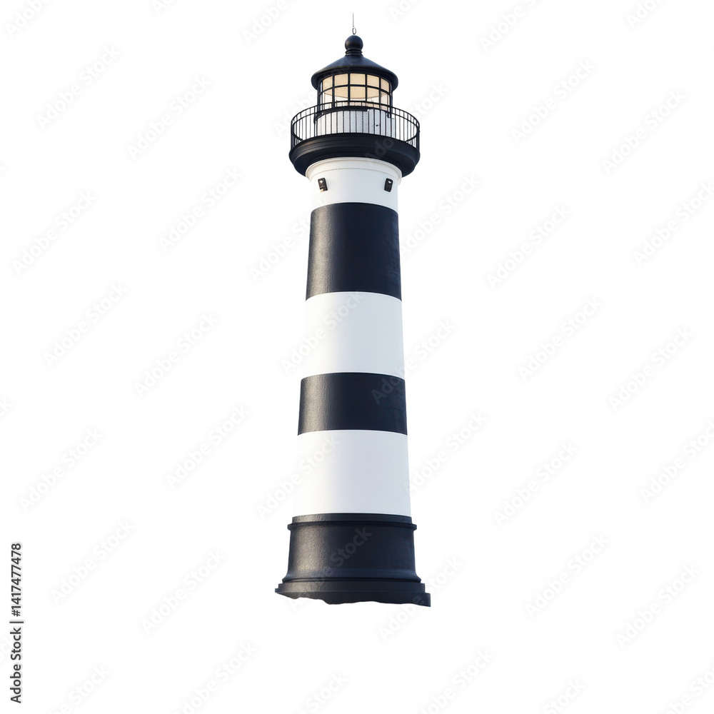 Striped lighthouse tower on transparent background Striped lighthouse tower on transparent background