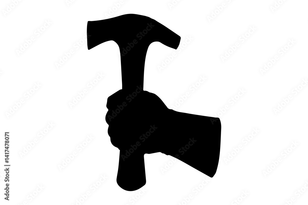 a worker hand and a hammer happy labor day concept/Hand holding a hammer Icon a worker hand and a hammer happy labor day concept/Hand holding a hammer Icon