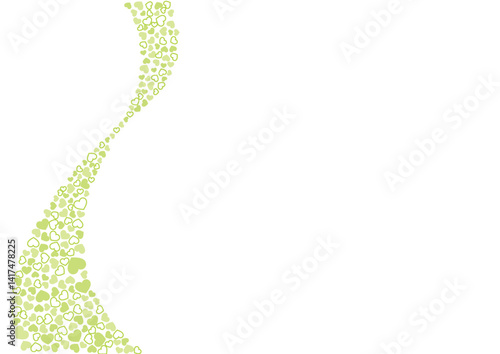 ハート柄の背景 黄緑系の3色 フチと単色 ハート