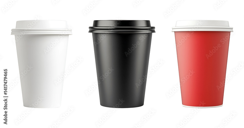 Disposable coffee cup with plastic lid isolated on transparent background. Disposable coffee cup with plastic lid isolated on transparent background.