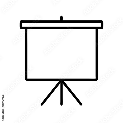 Presentation screen projector for business meeting and conference, outline vector illustration
