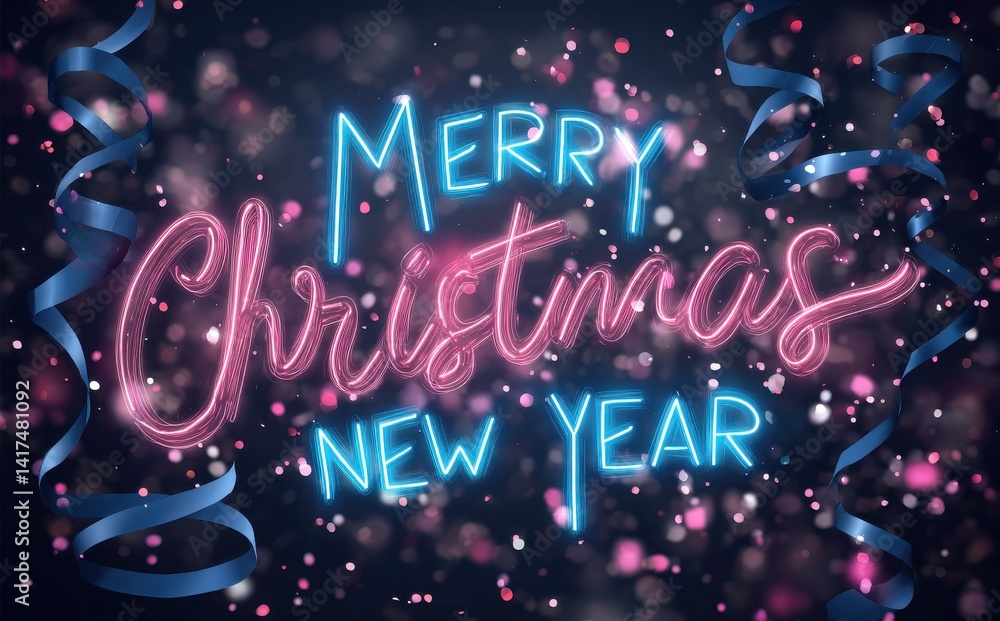 Merry Christmas and Happy New Year! Celebrate the holidays with this festive neon sign design. Merry Christmas and Happy New Year! Celebrate the holidays with this festive neon sign design.