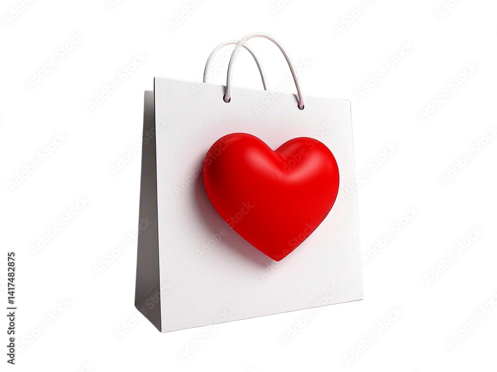 Shopping bag white paper with red heart symbol, minimalist gift packaging for Valentine’s Day, love, retail or special occasion 3D render png isolate on white background Download.
Shopping bag white paper with red heart symbol, minimalist gift packaging for Valentine’s Day, love, retail or special occasion 3D render png isolate on white background Download.
