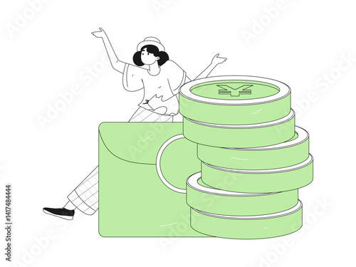 Holiday shopping people doing e-commerce online shopping flat vector concept operation hand drawn illustration
