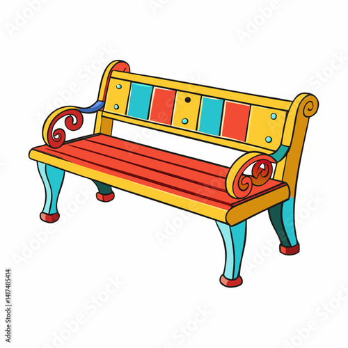red bench isolated on white