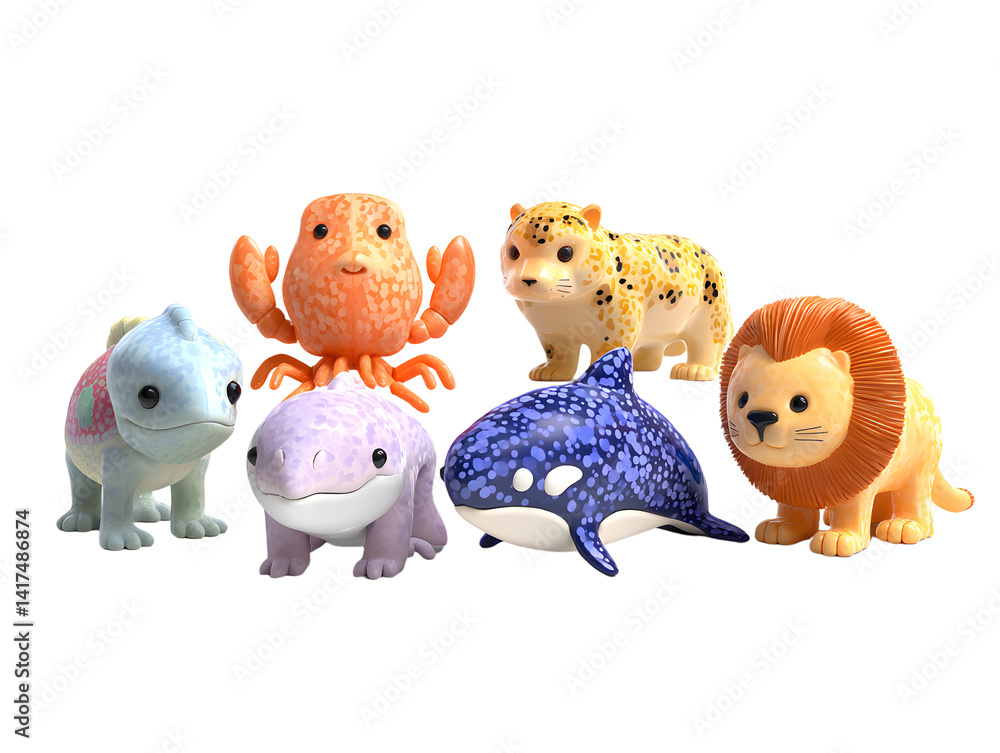 Naklejka premium Colorful animal figurines toy set design for kids