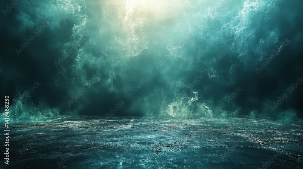 Abstract Blue Smoke Texture With Floating Particles and Illuminated Light in Dark Background Abstract Blue Smoke Texture With Floating Particles and Illuminated Light in Dark Background