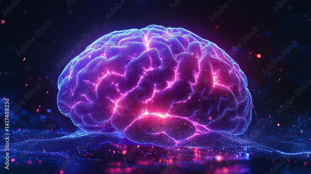 A vibrant representation of the human brain, glowing with energy. A vibrant representation of the human brain, glowing with energy.