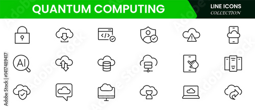 Quantum computing icons set. style icons with various colors. For signs, symbols, web design, or web graphics.