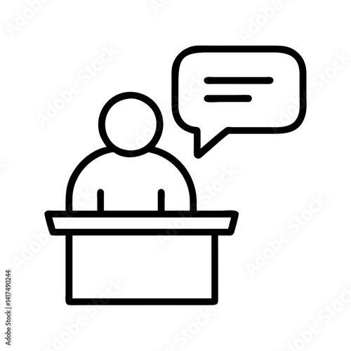 Speaker giving presentation icon vector illustration public speaking conference podium speech 90