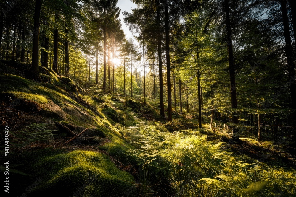 Obraz premium Sunlit Forest Path