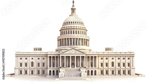 Beautiful US Capitol building in Washington DC under clear blue sky on a sunny day