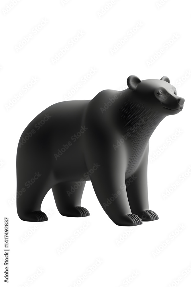 A majestic black bear statue stands with powerful form, embodying strength and a touch of artistic charm. isolated on transparent background A majestic black bear statue stands with powerful form, embodying strength and a touch of artistic charm. isolated on transparent background
