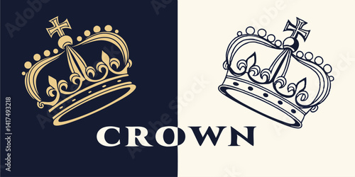 Elegant crown logo design with unlimited revision