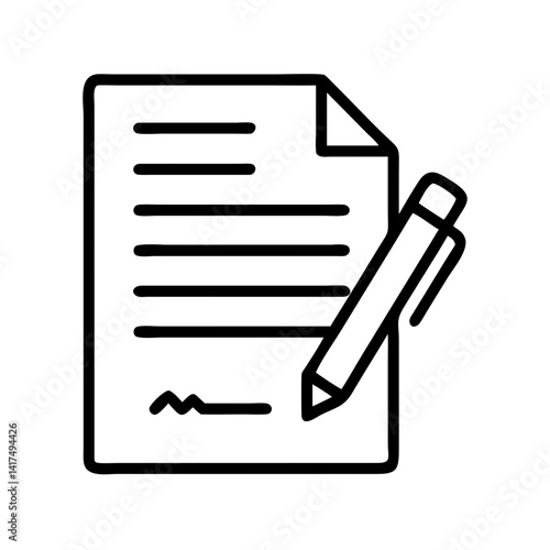 Document signing icon vector illustration for business contract agreement and signature design