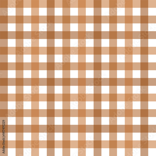 Gingham seamless pattern in brown and white.Checkered tartan plaid repeat pattern.Geometric vector background wallpaper