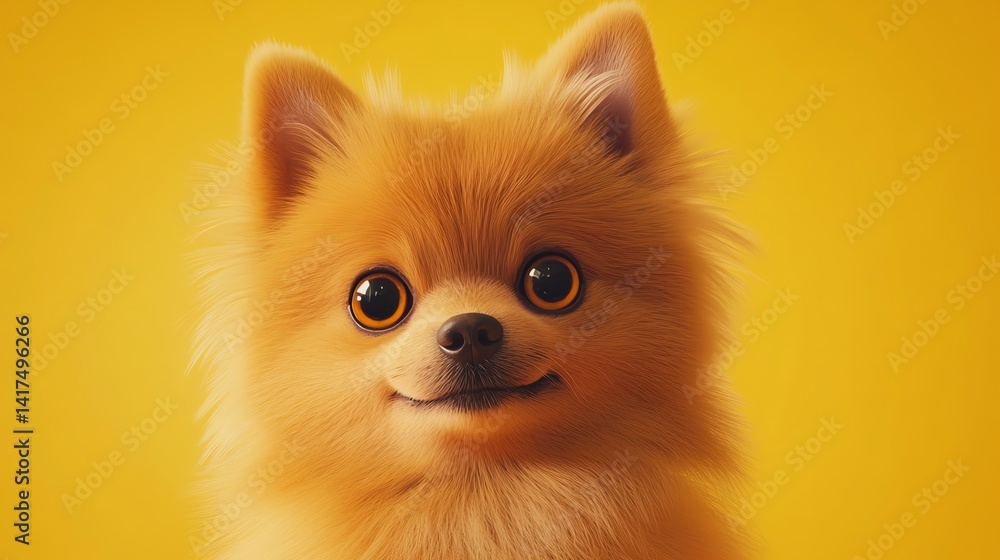 Obraz premium Cute Pomeranian dog with joyful expression.