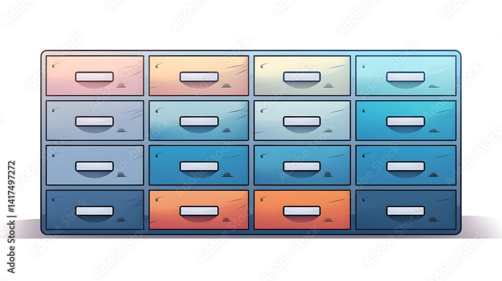 Professional cold gradient line drawing of a cartoon drawers for creative projects Professional cold gradient line drawing of a cartoon drawers for creative projects