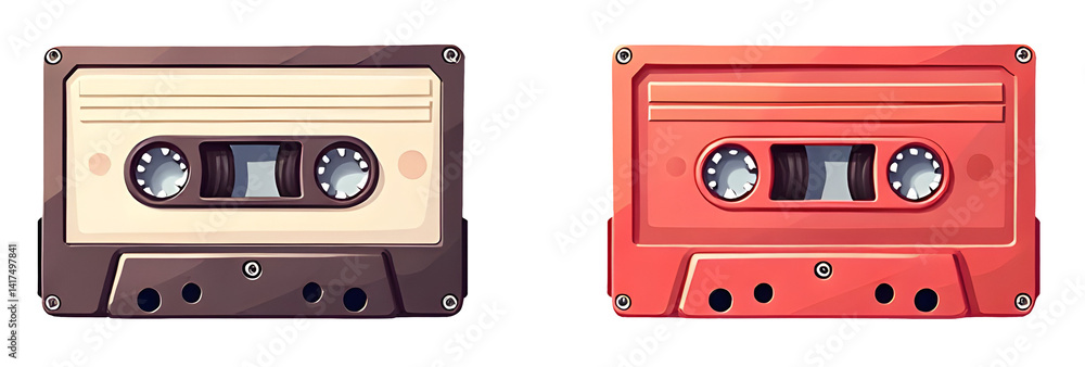 Fototapeta premium Retro Music Vibes Home Studio Illustration Creative Space Close-Up Nostalgia, cut out, isolated, transparent background