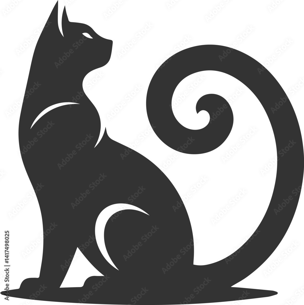 Cute cat sitting back animal vector silhouette Cute cat sitting back animal vector silhouette