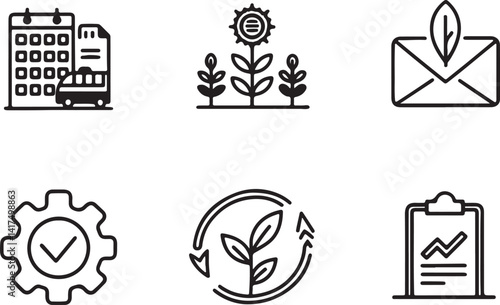Set of 6 outline icons related to return or back. Linear icon collection. Editable stroke line art. Vector illustration.