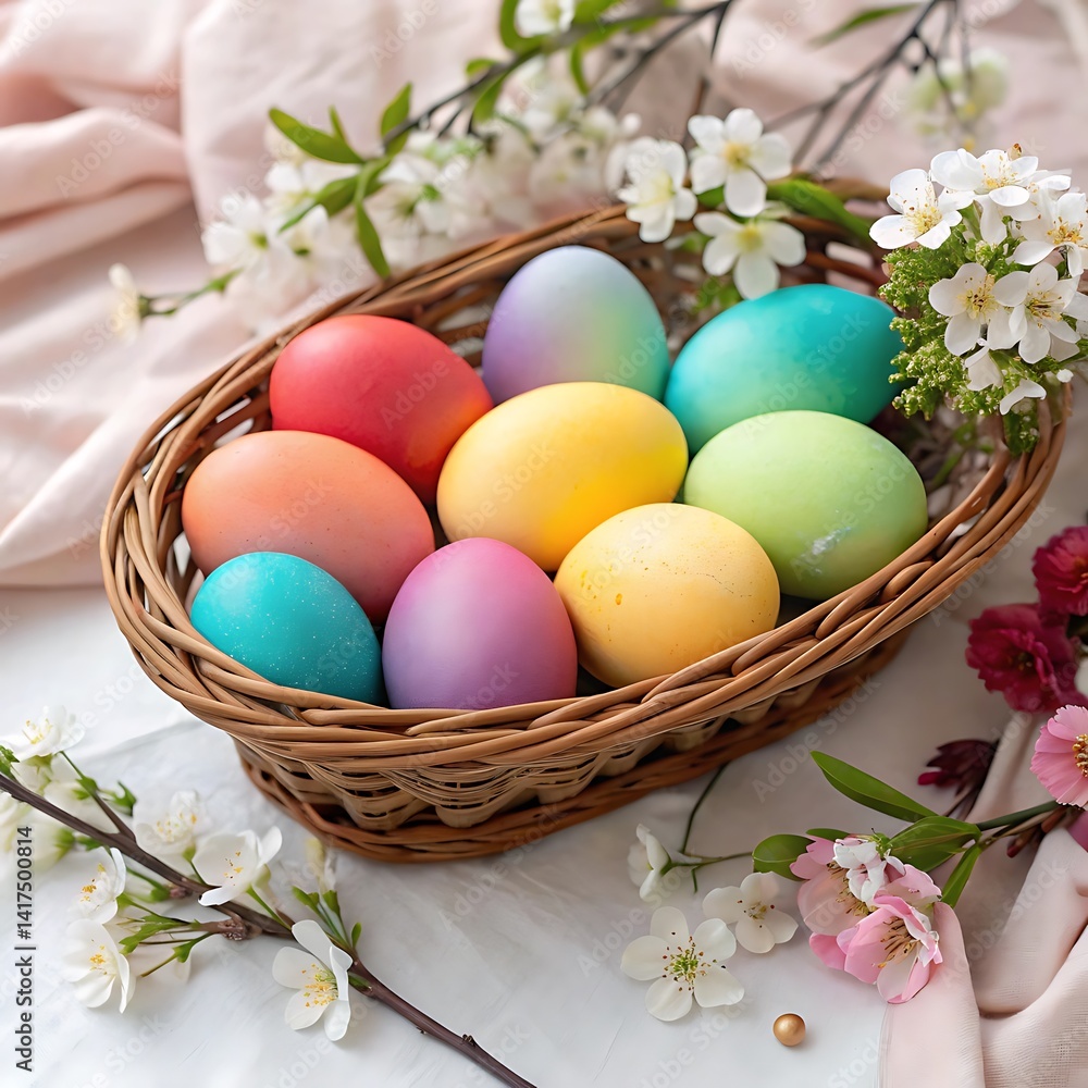 A collection of hand dyed Easter eggs in rainbow A collection of hand dyed Easter eggs in rainbow