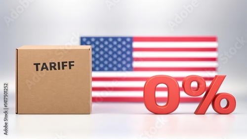 Import Tariffs and trade war policy. Box labeled 