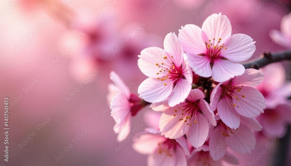 Fototapeta premium Delicate pink sakura blossoms in full bloom, forming a repeating pattern , blossom pattern, petals
