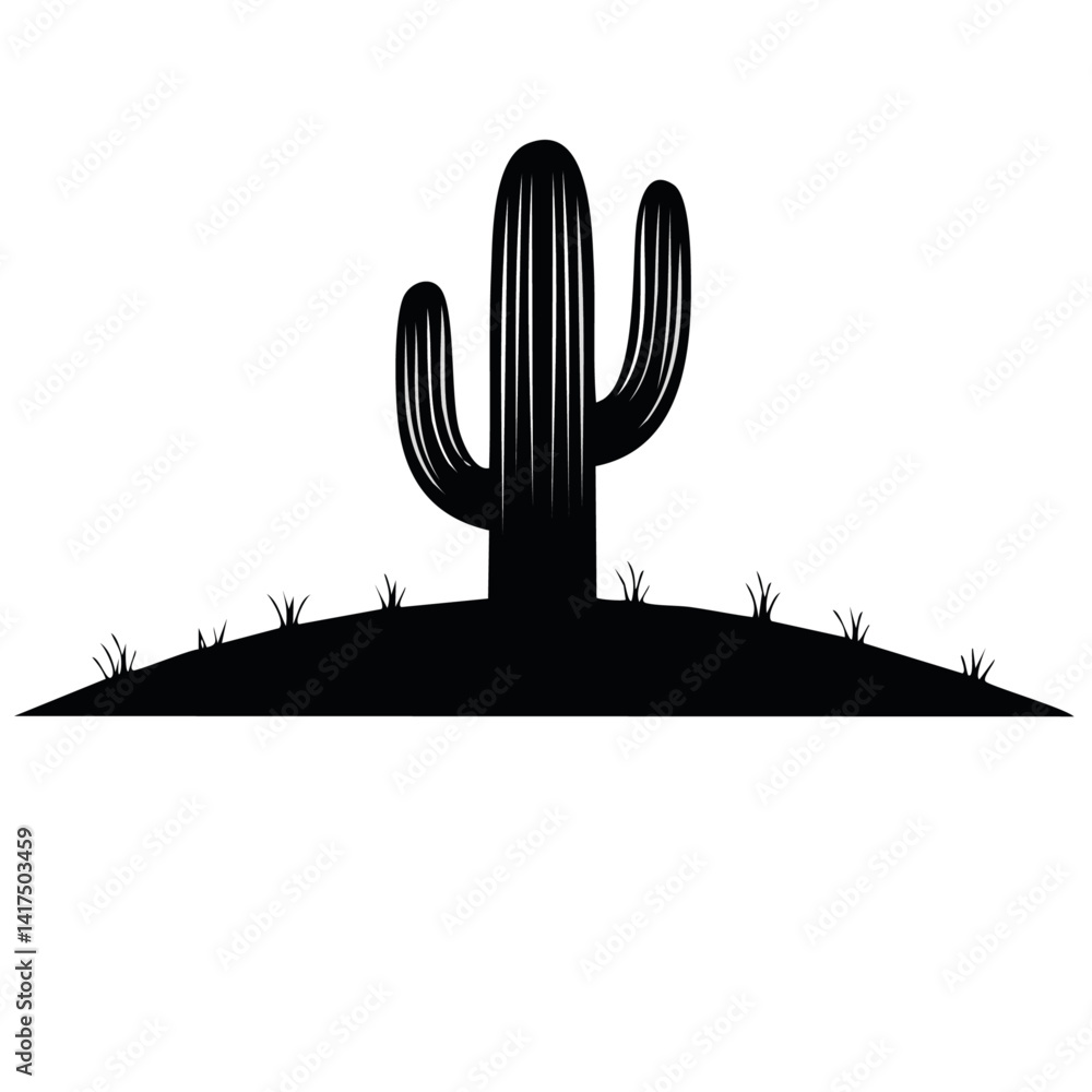 Cactus vector silhouette black graphic design