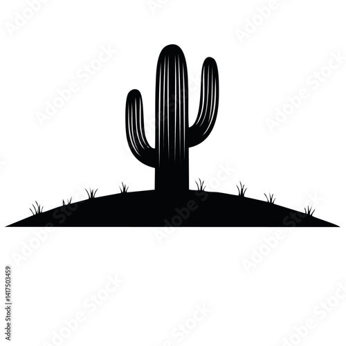 Obraz na płótnie Cactus vector silhouette black graphic design w salonie