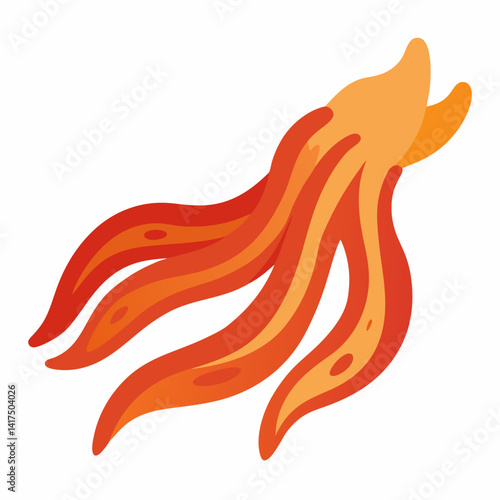 Dried squid, foodstuff vector on white background.