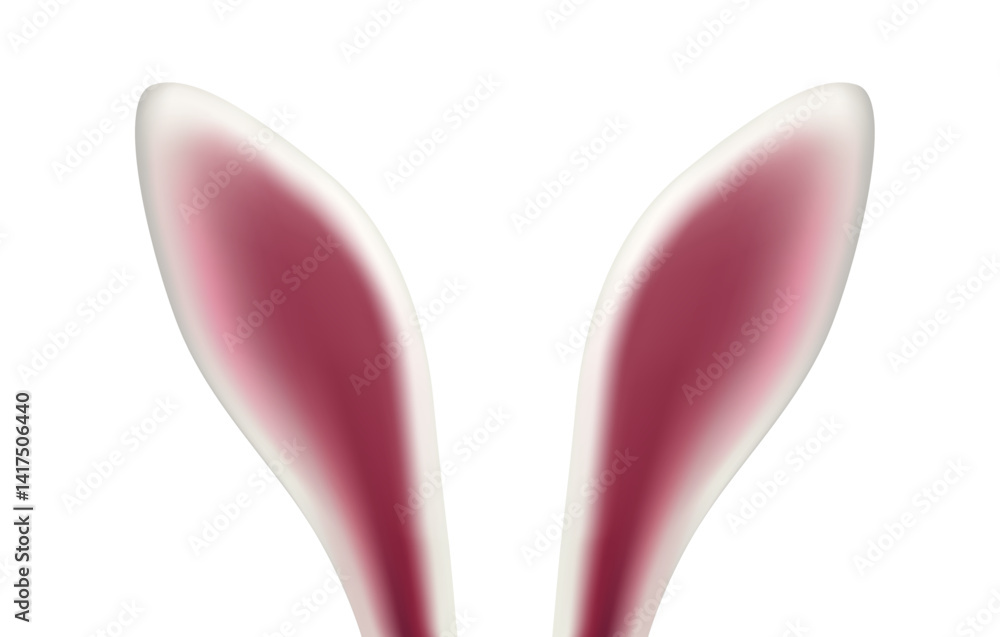 Vector realistic white rabbit or bunny ears - easter decorative element on white background Vector realistic white rabbit or bunny ears - easter decorative element on white background