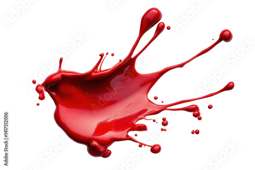 Crimson liquid splash isolated on PNG transparent background, cut out