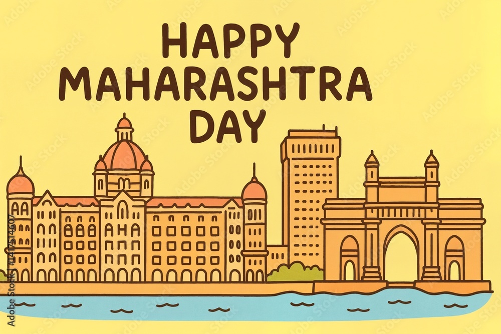 Happy maharashtra day simple card illustration. Happy maharashtra day simple card illustration.