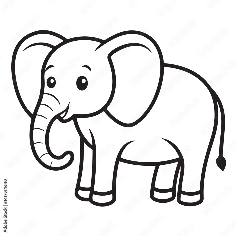 Naklejka premium coloring page vector illustration of elephant