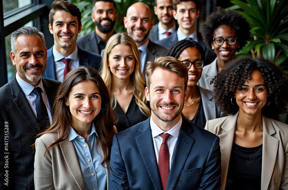 Group portrait of a diverse group of people, all dressed in formal business attire. Group portrait of a diverse group of people, all dressed in formal business attire.