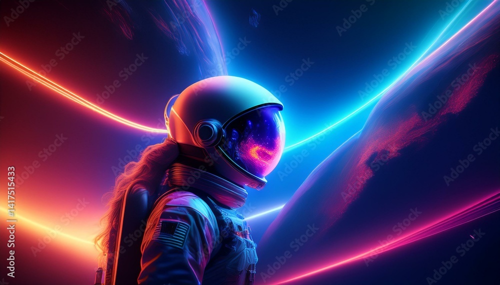 Astronaut with black glass helmet and space Astronaut with black glass helmet and space