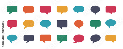 Set of colorful blank empty speech bubbles for text, chatting, message box. Vector illustration balloon speak sign dialog communication frame	