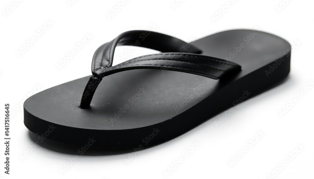 Single black flip-flop isolated on white background , simple, shoe Single black flip-flop isolated on white background , simple, shoe